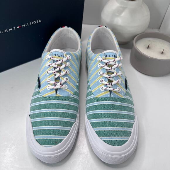 Tommy Hilfiger Pallet 5 Sneakers Green Multi Texture Stripe Men's 10.5M NWB - Picture 5 of 10